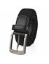 cinturon elastico textil/piel 35mm negro-niquel 130
