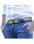 ceinture élastique textile/cuir 35mm bleu jean