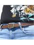 leather woman belt 20mm silver blue
