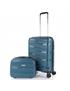 maleta cabina y neceser azul metalico